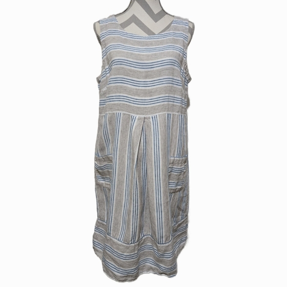 J. Jill Dresses & Skirts - J JILL Love Linen Striped Dress with Pockets Size Large